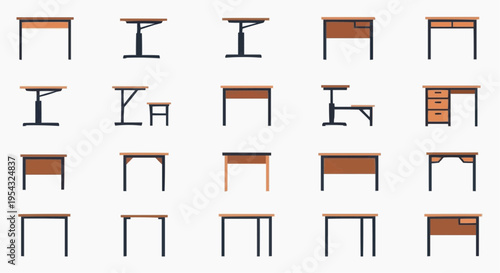 A Collection of Desk Designs. Showcasing a variety of different desk styles, perfect for designers and office workers alike