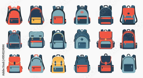 Collection of colorful backpacks, perfect for students, travelers, and outdoor enthusiasts