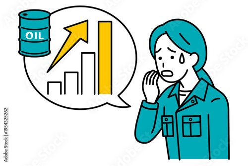 原油高騰で動揺する作業員の女性