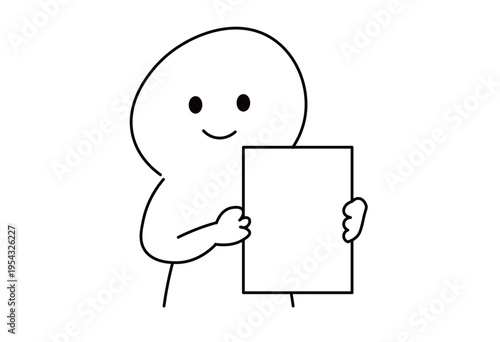 Person Holding Blank Board For Message Display Presentation Concept Illustration Clean Line Style Minimal Character With Sign Space For Text Advertising Communication Design
