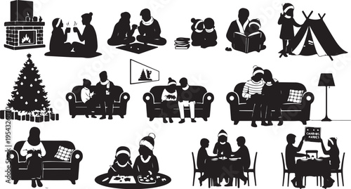 Family and friends enjoying holiday time together at home