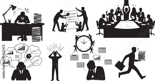 Stressful Office Environment with Frustrated Business People at Work