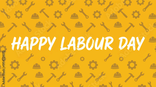 Happy Labour Day background with brown tools seamless pattern