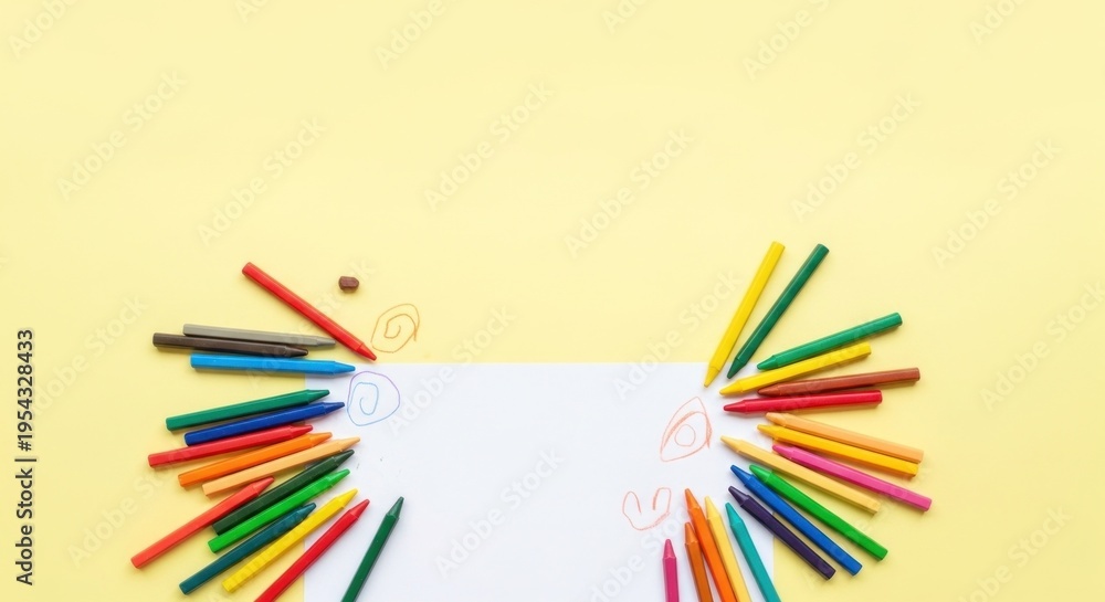 Fototapeta premium Colorful pencils arranged in creative pattern.