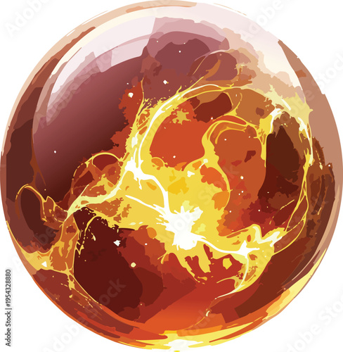 Abstract sphere with radiant core and fluid circular layers clean composition for modern design