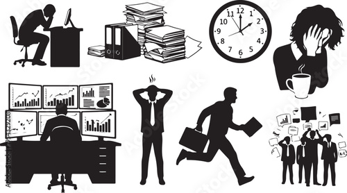 Business People Experiencing Stress and Overwhelm at Work Daily