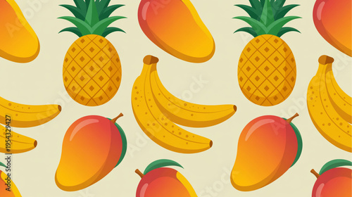 Tropical fruit icons vector