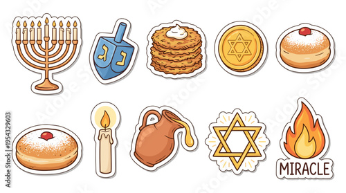 Collection of hanukkah symbols and objects
