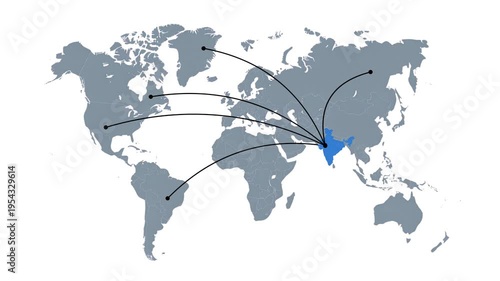India Location on World Map Animation Geographic Science Visualization