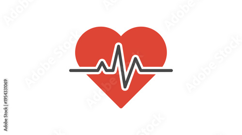 Medical Heart ECG Outline Illustration for Health Monitoring Systems