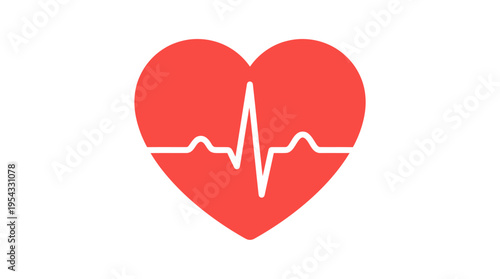 Heartbeat line inside a medical symbol on a white background in 2023