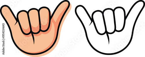 Two hands showing hang loose shaka gesture in different colors vibrant hand sign illustration isolated for fun lifestyle design