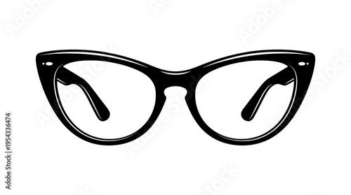 Cat‑Eye Glasses Vector Silhouette – Retro Vintage Eyewear Frame Design with Elegant Upward Sweep, Stylish Fashion Optical Vector Illustration Icon for Accessories, Branding, and Creative Design