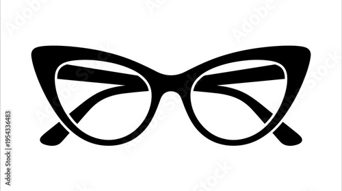 Cat‑Eye Glasses Vector Silhouette – Stylish Vintage Eyewear Frame Design with Bold Upward Sweep, Elegant Fashion Optical Vector Illustration Icon for Accessories and Branding