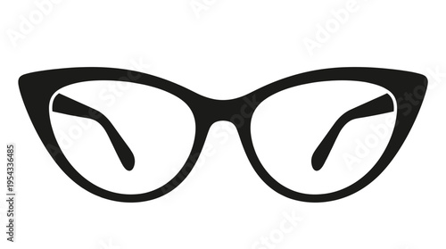 Cat‑Eye Glasses Vector Silhouette – Stylish Vintage Eyewear Frame Design with Bold Upward Sweep, Elegant Fashion Optical Vector Illustration Icon for Accessories and Branding