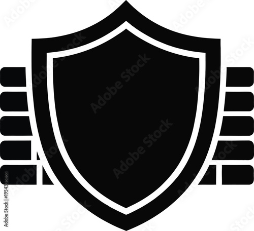 Shield icon with brick wall background