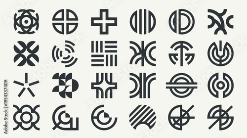 Collection of Abstract Geometric Symbols and Icons.