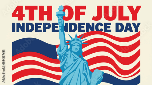 Minimalist 4th of July Independence Day poster with Lady Liberty