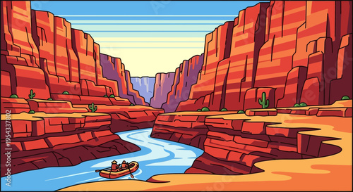 River flowing through desert canyon landscape