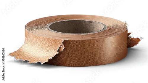 Roll of brown packing tape isolated on white background for design