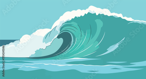 Ocean wave rolls towards the shore under clear blue sky on a bright day