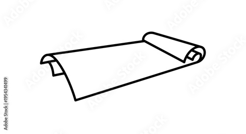 A simple line drawing of a rolled up paper or document on a white background.