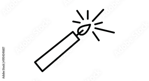 Simple black and white line drawing of a lit matchstick on a plain background.