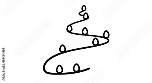 A simple line drawing of a christmas tree with ornaments on a white background.