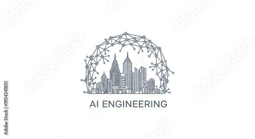 Artificial Intelligence Cityscape Network - Modern Technology Concept