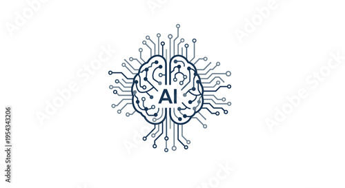 Artificial Intelligence Network Concept with Human Brain Silhouette