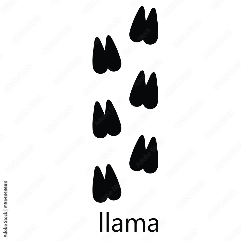 Naklejka premium Llama Footprint Silhouette Vector – Animal Hoof Print Track Icon Editable EPS