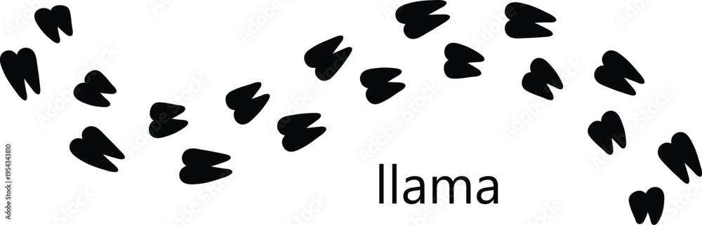 Obraz premium Llama Footprint Silhouette Vector – Animal Hoof Print Track Icon Editable EPS