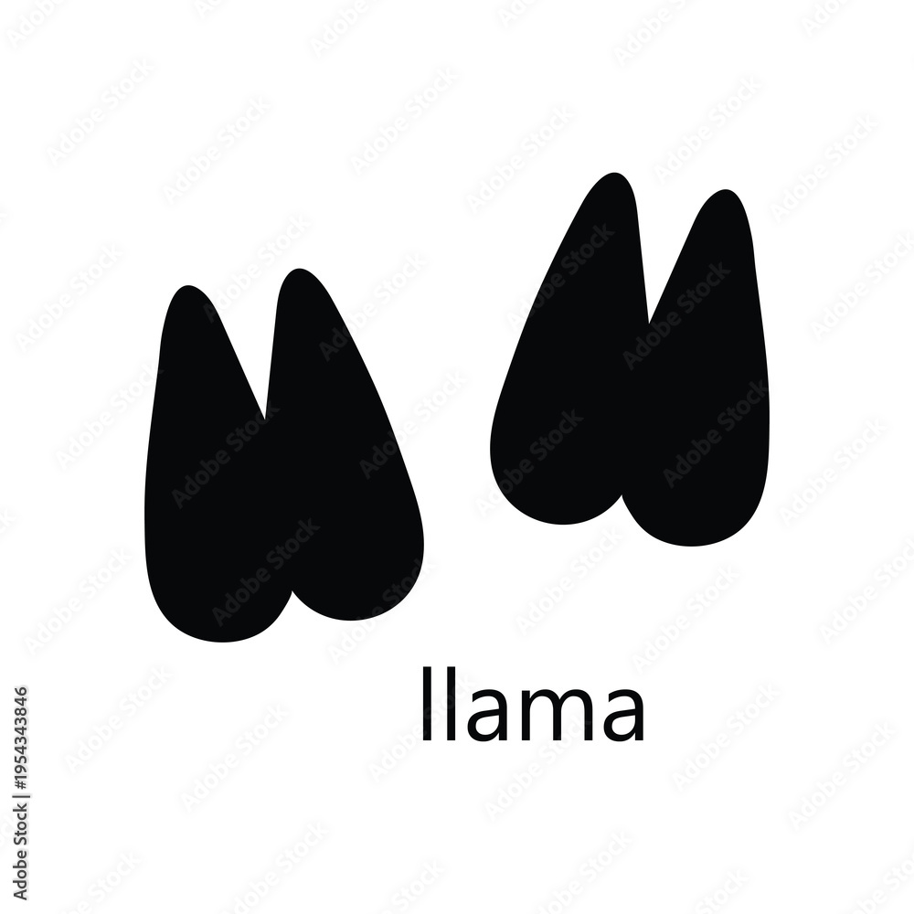 Obraz premium Llama Footprint Silhouette Vector – Animal Hoof Print Track Icon Editable EPS