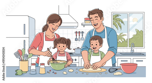 Family Baking Together in the Kitchen.