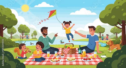 Family Enjoying Picnic in the Park.