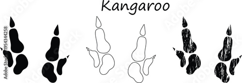 Kangaroo Footprint Silhouette Vector – Animal Paw Print Track Icon EPS