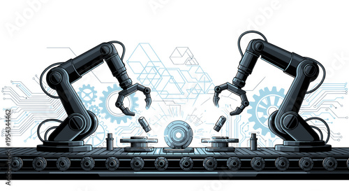 Automated Assembly with Robotic Arms Manufacturing Components