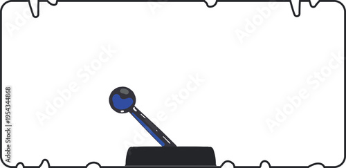 Art in the form of a bitten frame, inside which there is a lever for switching the system.