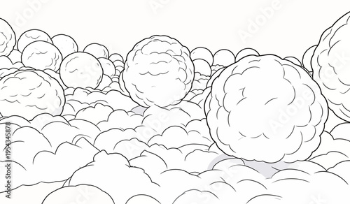 Clouds float in a clear sky with fluffy shapes creating a playful scene during a sunny afternoon