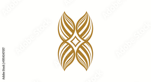 Elegant gold intertwined leaf motif logo design suitable for branding and luxury projects.