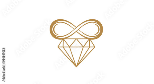 Elegant gold diamond pendant with infinity loop logo design.