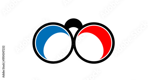 Abstract logo of blue and red circular shapes forming connected rings with a modern, minimal, and symmetrical design.