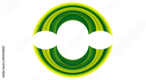 Abstract circular green ring design with white negative space motif.