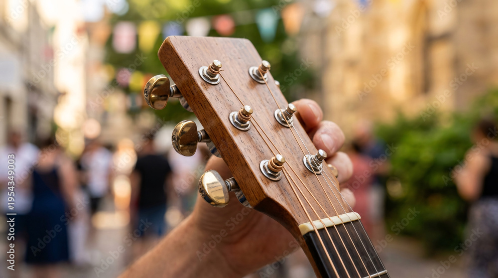 Fototapeta Guitare acoustique en plein concert extérieur