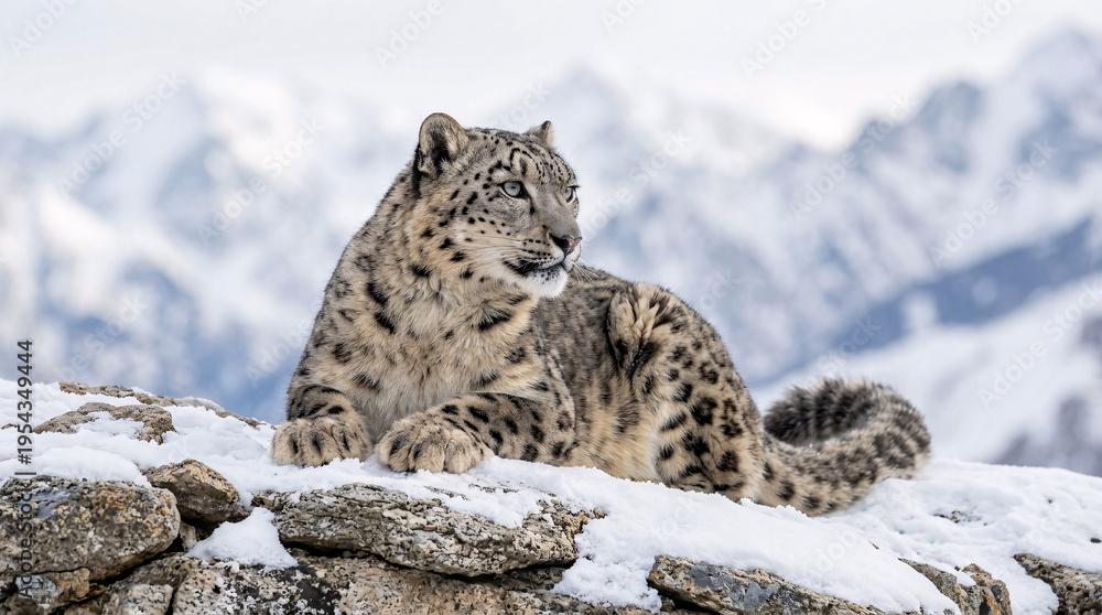Fototapeta premium Portrait de léopard des neiges en milieu naturel