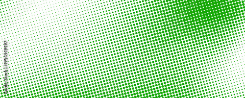 Green color halftone grain texture. Faded dot gradient pattern background. Grunge pixel cartoon overlay backdrop. Anime or manga wavy noise cover. Vector rasterized comic pop art gradation wallpaper