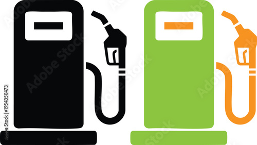 Gasoline Station and Fuel Pump Icons, Minimalist Automotive Refueling Symbols, Energy and Petrol Service Station Graphics, vector, illustration, silhouette.