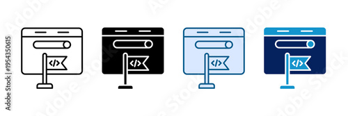 Feature Flag Icon Set Multiple Style Collection