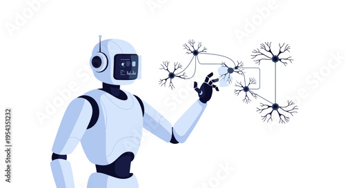 Artificial Intelligence Network Concept with Robot Interaction