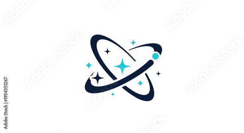 Atomic Structure Concept with Orbiting Particles and Glowing Core